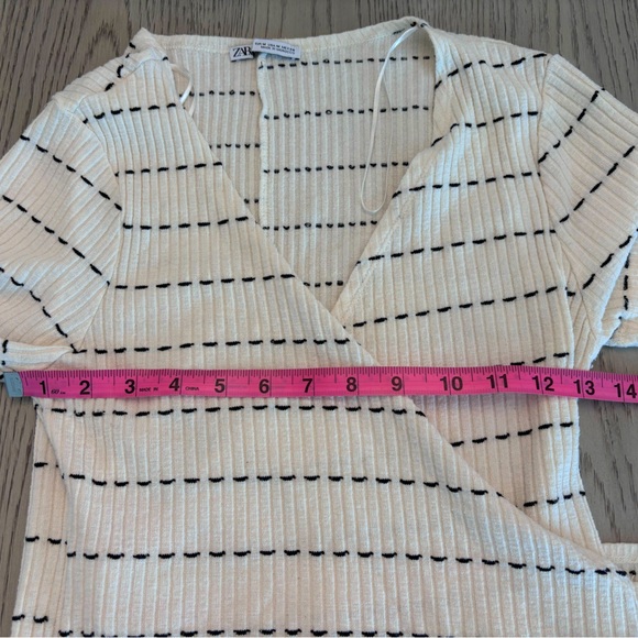 Zara White & Black Striped Wrap Style Romper Size M - Picture 9 of 10
